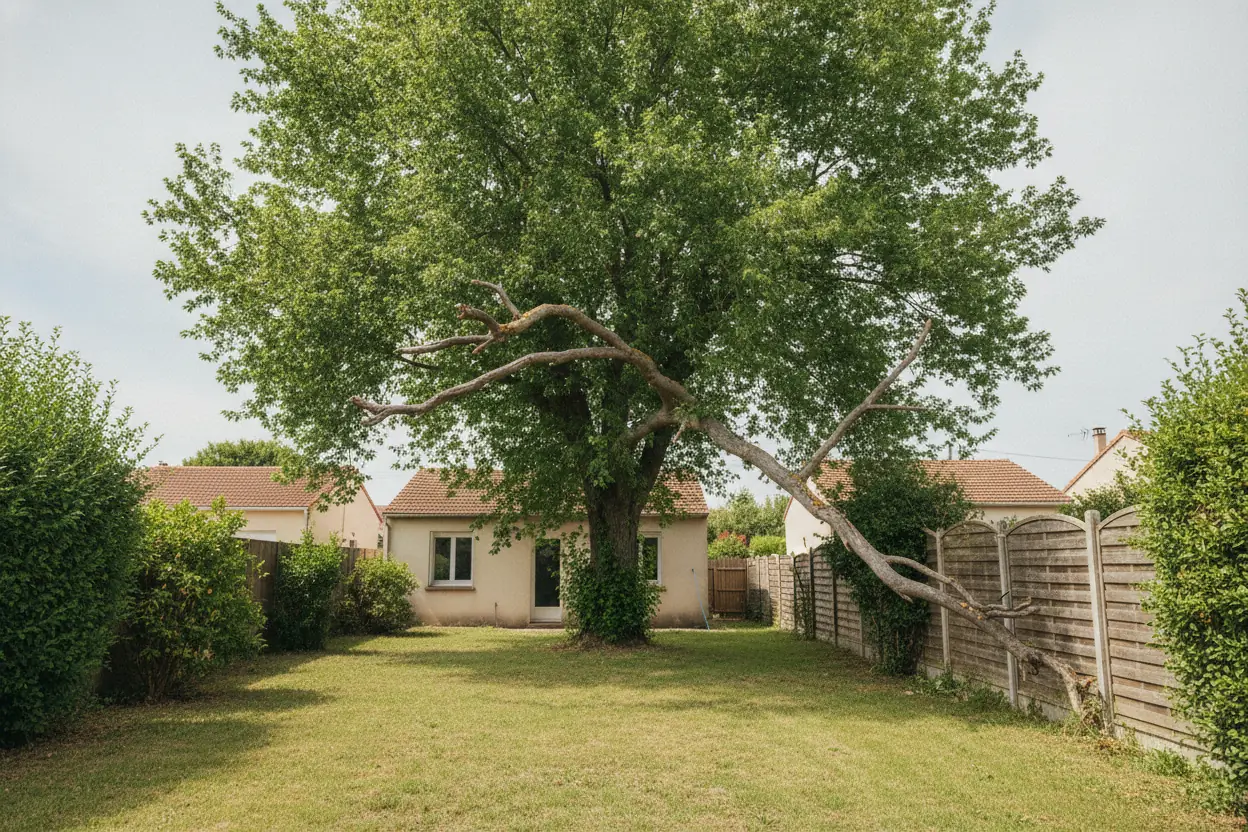 Platane à houppier dense et branches mal orientées avant intervention à Trinquetaille Arles