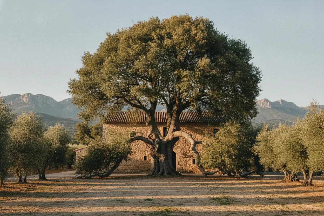 Platane ancien avec couronne dense avant taille à Saint-Rémy-de-Provence